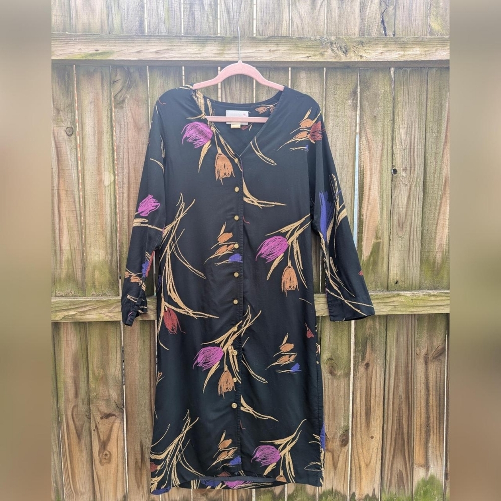 True Vintage 70's Country Miss Black, Purple, Blue, Red, Orange, & Beige Dress